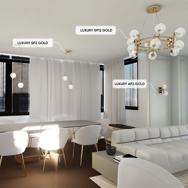 Подвесная люстра Crystal Lux Luxury SP12 Gold Фото № 4