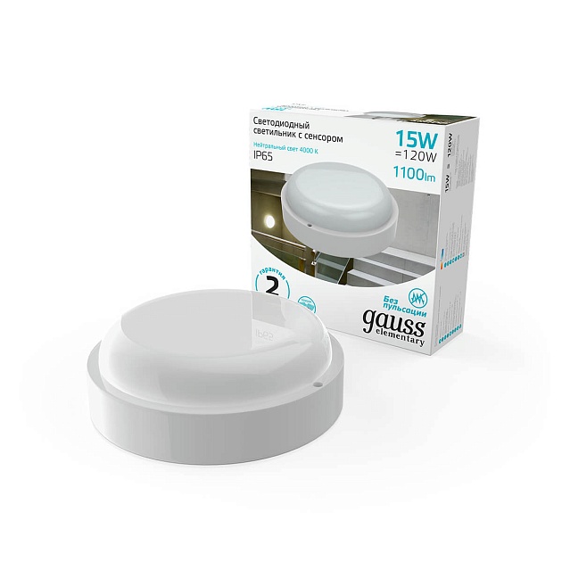Настенно-потолочный светодиодный светильник Gauss Elementary 126411215-S Фото № 2