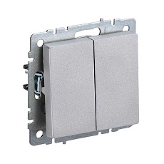 Выключатель двухклавишный IEK Brite алюминий BR-V20-0-10-K47
