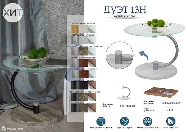 Журнальный стол Мебелик Дуэт 13Н 007331 Фото № 4