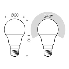 Лампа светодиодная диммируемая Gauss E27 11W 6500К матовая 102502311-D 4