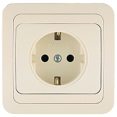 Розетка Makel 1-м СП Mimoza с заземл. крем. /крем. 25028 бакелит