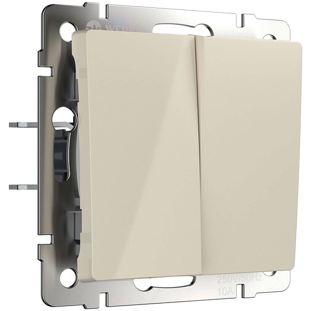 Выключатель двухклавишный проходной Werkel слоновая кость W1122003 4690389155628 Фото № 1