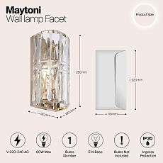 Настенный светильник Maytoni Facet MOD094WL-01G 1