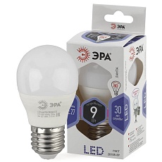 Лампа светодиодная ЭРА E27 9W 6000K матовая LED P45-9W-860-E27 Б0031412 2