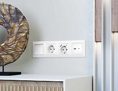 Комплект механизма розетки AMBRELLA VOLT ALFA Белый глянец 2USB A+C 20W (быстрая зарядка) QUANT (AP1110, VM177) MA111010 2