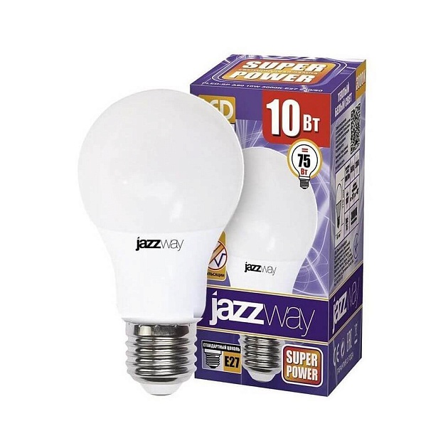 Лампа светодиодная Jazzway E27 10W 3000K матовая 1033697 Фото № 1
