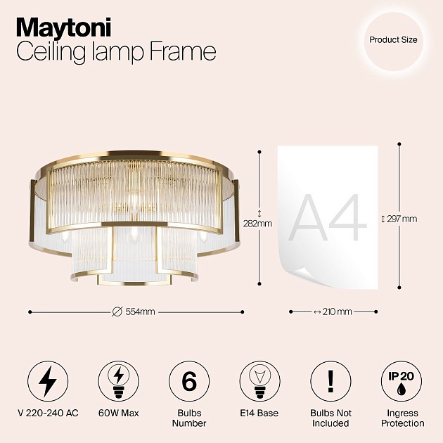 Потолочная люстра Maytoni Frame MOD174CL-06G Фото № 2