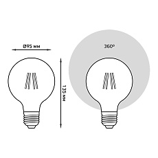 Лампа светодиодная филаментная диммируемая Gauss E27 6W 2400K золотая 105802006-D 5