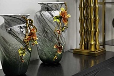 Ваза стеклянная зеленая с цветком 55RV6816L 1