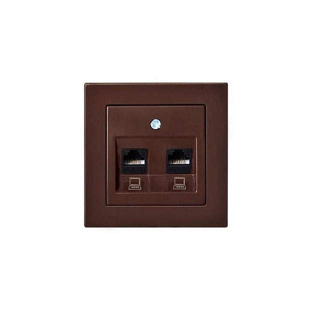 Розетка 2хRJ45 Liregus Epsilon коричневый 28-1451 изображение 1 Розетка 2хRJ45 Liregus Epsilon коричневый 28-1451 Фото № 1