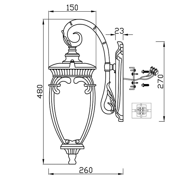 Уличный настенный светильник Maytoni Fleur O414WL-01GB Фото № 7