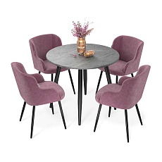 Обеденная группа Sheffilton SHT-DS226 мрамор прем. темн./пыльн. роза/черн.муар 2829800701