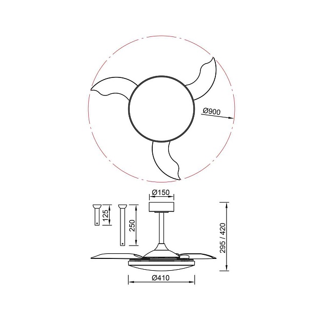 Люстра-вентилятор Mantra SLIM FAN mini 9009 Фото № 4