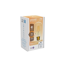 Лампа светодиодная диммируемая филаментная Gauss Smart Home Filament E27 7W 2500K золотистая 1290112 1
