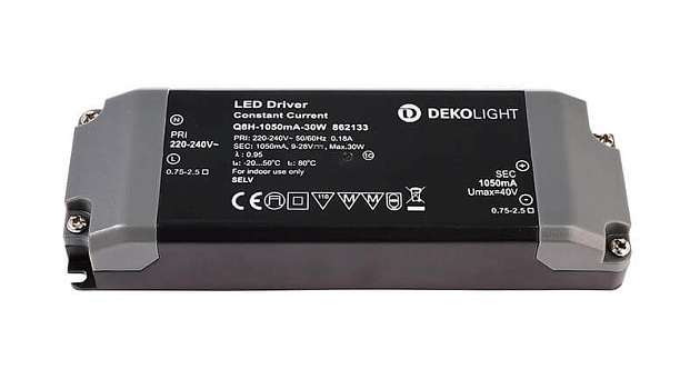 Драйвер Deko-Light Q8H-1050mA/30W 9-28V 30W IP20 1,05A 862133 изображение 1 Драйвер Deko-Light Q8H-1050mA/30W 9-28V 30W IP20 1,05A 862133 Фото № 1
