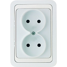 Розетка Makel 2-м СП Mimoza без заземл. бел/бел. 12017