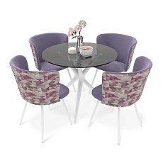 Обеденная группа Sheffilton SHT-DS246 дымчатый/сумеречная орхидея/белый муар 8709026501