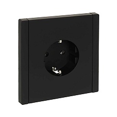 FORTE&PIANO Розетка 1-местная с заземлением без защитных шторок безвинтовое крепление 16А FP114 черный IEK FP-R11-16-1-K02