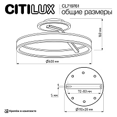 Потолочная светодиодная люстра Citilux Дуэт CL719761 1