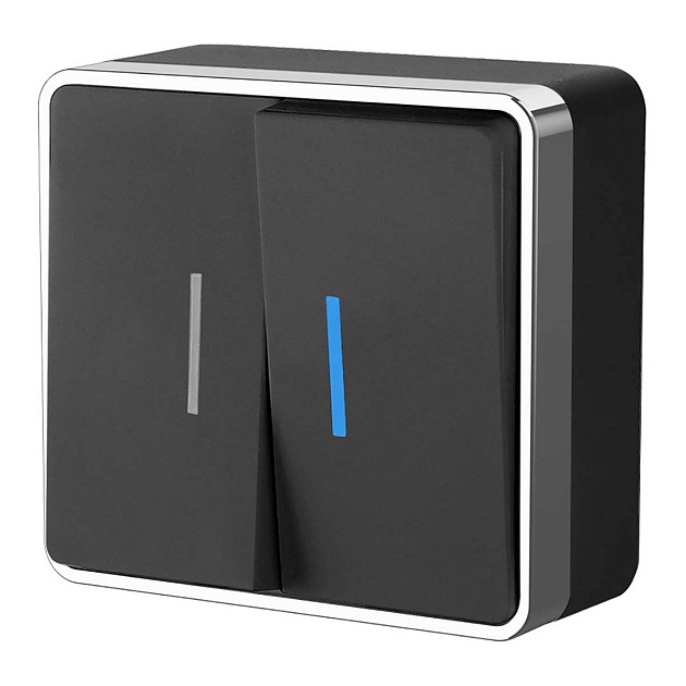 Выключатель двухклавишный Werkel Gallant (черный/хром) W5020135 4690389164224 Фото № 1