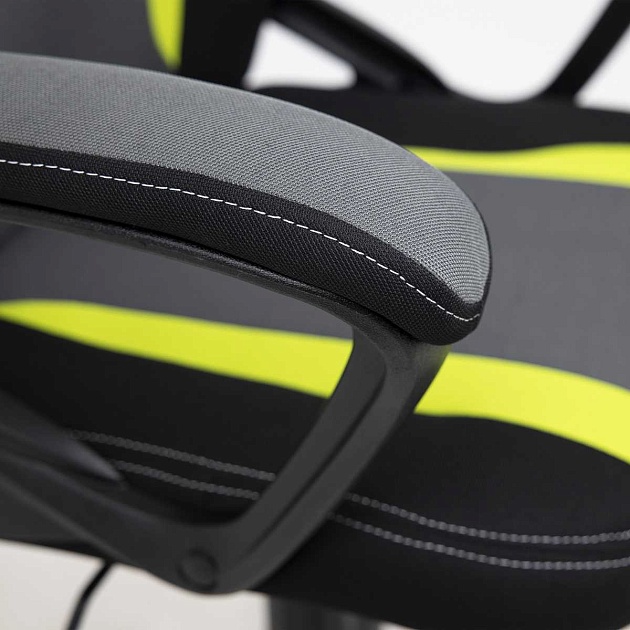 Игровое кресло AksHome Flaviy черный/серый/салатовый, ткань 86377 Фото № 4