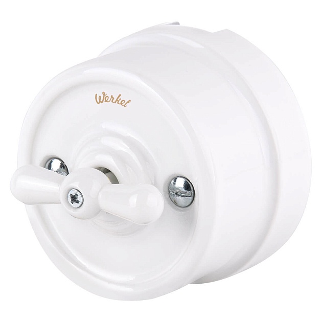 Переключатель-выключатель Werkel одноклавишный Retro белый W5612001 4690389166709 изображение 1 Переключатель-выключатель Werkel одноклавишный Retro белый W5612001 4690389166709 Фото № 1