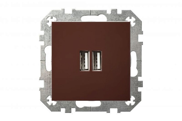 Розетка 2xUSB Liregus Epsilon коричневый 28-1453 Фото № 5