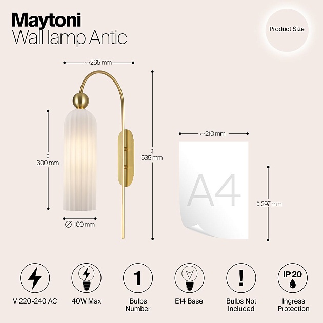Бра Maytoni Antic MOD302WL-01W Фото № 2