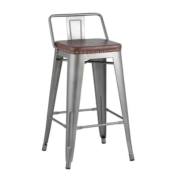 Полубарный стул Tolix Soft серебристый LF626A GREY 7083+PU7002 Фото № 1