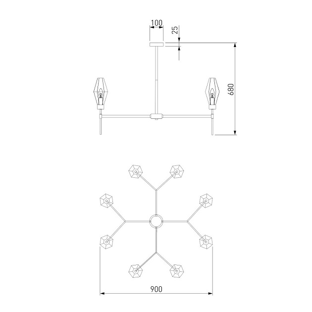 Потолочная люстра Eurosvet Prism 60143/8 хром изображение 4 Потолочная люстра Eurosvet Prism 60143/8 хром Фото № 4