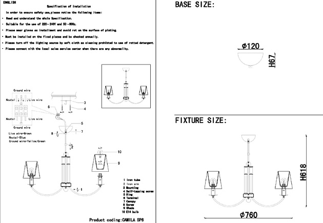 Подвесная люстра Crystal Lux Camila SP6 Gold изображение 3 Подвесная люстра Crystal Lux Camila SP6 Gold Фото № 3