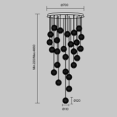 Подвесная светодиодная люстра Maytoni Sapphire MOD293PL-L140BS3K 1