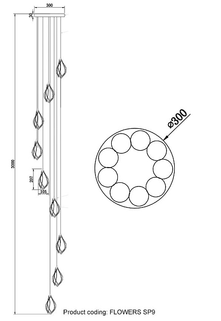 Подвесная люстра Crystal Lux Flowers SP9 изображение 3 Подвесная люстра Crystal Lux Flowers SP9 Фото № 3