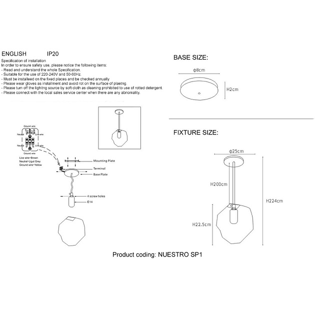 Подвесной светильник Crystal Lux NUESTRO SP1 CHROME/BLUE Фото № 2