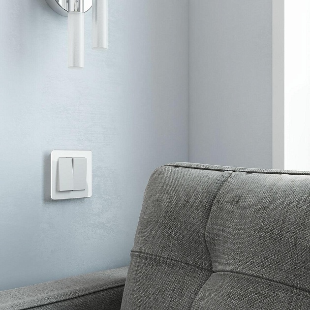 Выключатель двухклавишный проходной Werkel белый матовый W1122061 4690389184635 Фото № 4