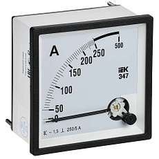Амперметр Э47 250/5А класс точности 1,5 96х96мм IEK IPA20-6-0250-E