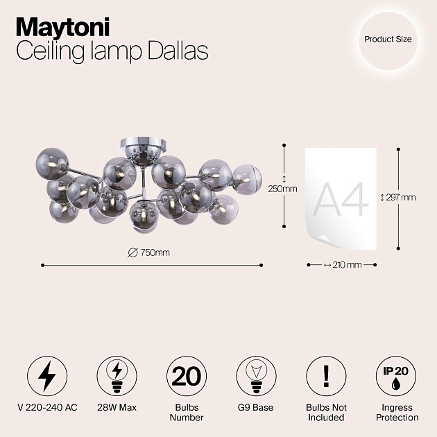 Потолочная люстра Maytoni Dallas MOD545PL-20CH Фото № 2