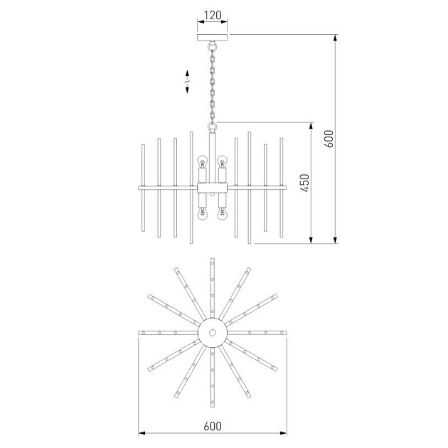 Подвесная люстра Bogates Allure 356/6 латунь изображение 3 Подвесная люстра Bogates Allure 356/6 латунь Фото № 3