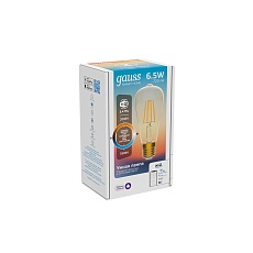 Лампа светодиодная диммируемая филаментная Gauss Smart Home Filament E27 6,5W 2000-5500K золотистая 1310112 2