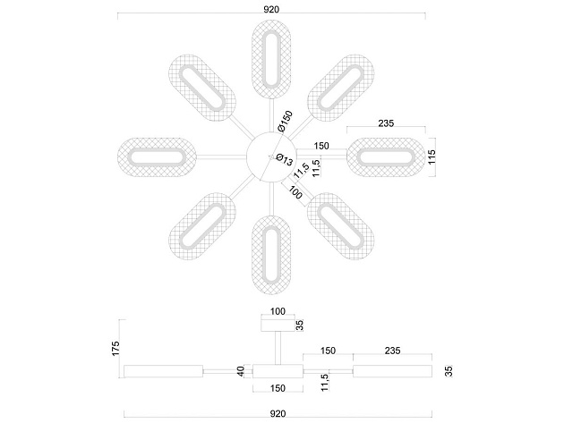 Потолочная светодиодная люстра Arte Lamp Ovale A2489PL-8GO Фото № 2