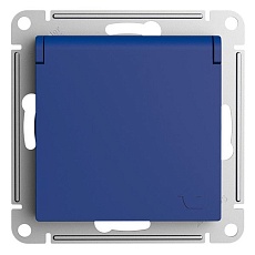 Розетка 2К+З Systeme Electric AtlasDesign 16A 250V со шторками и крышкой аквамарин ATN001146 1