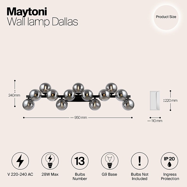 Бра Maytoni Dallas MOD547WL-13B изображение 2 Бра Maytoni Dallas MOD547WL-13B Фото № 2