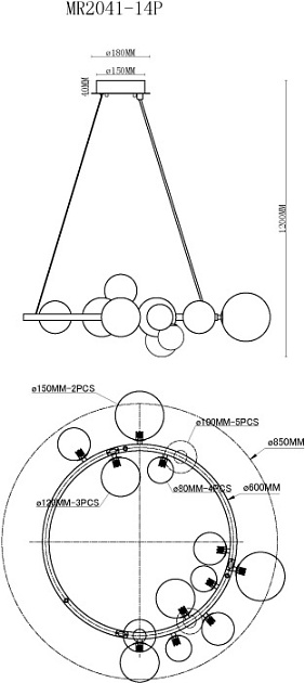 Подвесная люстра MyFar George MR2041-14P Фото № 2