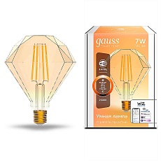 Лампа светодиодная диммируемая филаментная Gauss Smart Home Filament Diamond E27 7W 2500K золотистая 1350112 5
