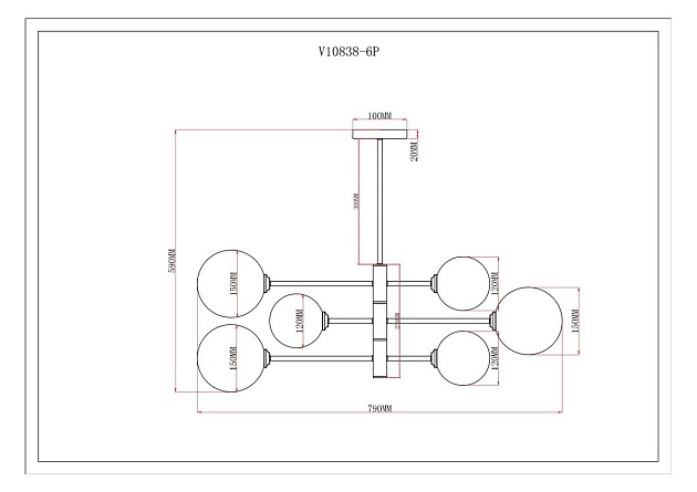 Подвесная люстра Moderli Molecule V10838-6P Фото № 2