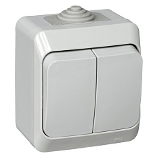 Выключатель двухклавишный Systeme Electric Этюд 10A 250V серый BA10-042C