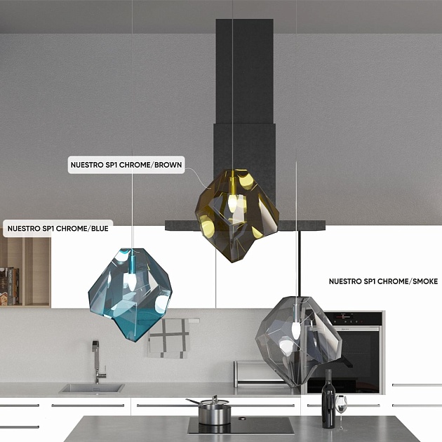 Подвесной светильник Crystal Lux NUESTRO SP1 CHROME/SMOKE Фото № 3