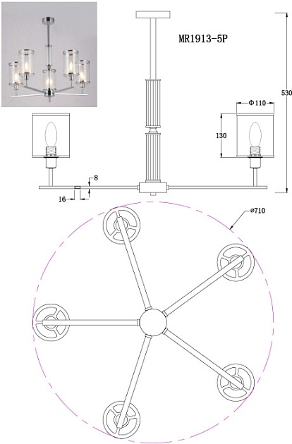 Подвесная люстра MyFar Alen MR1913-5P Фото № 2