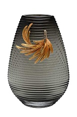 Ваза стеклянная серая с золотой веточкой 55RV6590S